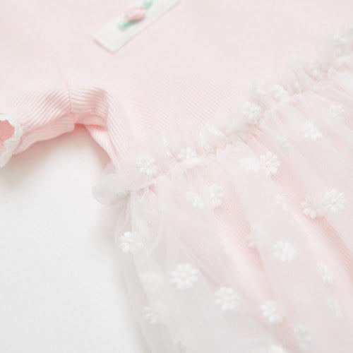 小香兔蕾絲滾邊立體花短袖兔裝