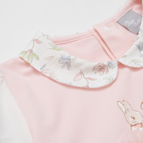 花語比得花瓣刺繡翻領短袖兔裝