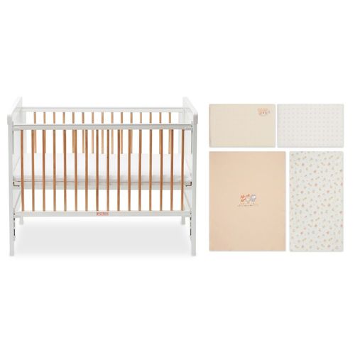 經典白色大床附床墊+有機棉四件式床組/寢具組-L