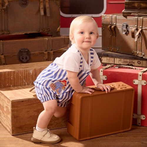 柏靈頓之旅條紋刺繡假兩件兔裝 (吸濕排汗+抗UV)