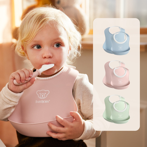 BABYBJÖRN 成長軟膠防細屑圍兜2入組-大+小 (4色選擇)