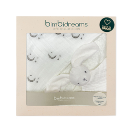 竹纖維連帽浴巾+兔子安撫巾禮盒 100x100cm