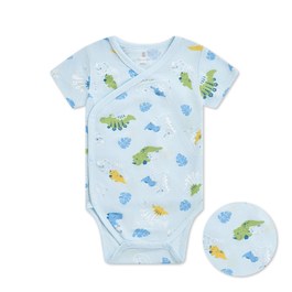 恐龍家族短袖兩段式調節開襟包屁衣 (水晶紗)