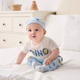 恐龍家族短袖側開包屁衣 (水晶紗)