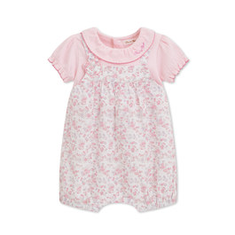 花蝶熊碎花造型翻領短袖兔裝