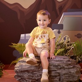 動物樂園趣味獅立體耳朵短袖兔裝