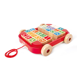 Hape 拖拉字母積木遊戲車(盒損品)