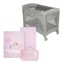 Joie kubbie sleep 嬰兒床+悅讀比得兔床邊床三件式床組/床寢組 (被子、床包、提袋)