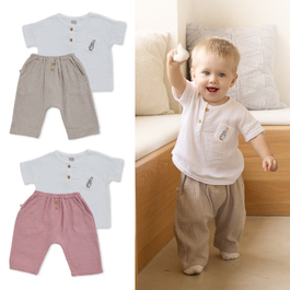 四季系列-彩色比得純棉紗布短袖七分褲套裝