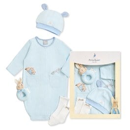 比得兔 可愛小兔妙妙裝禮盒/連身衣4件組禮盒 (妙妙裝+手搖鈴+帽子+襪子)