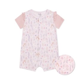 採花趣粉紫色短袖兔裝 (水晶紗)