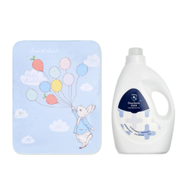 【寶貝香香2件組】比得兔冬夏兩用尿墊毯 70x90cm++淨勁寧除臭防螨抗菌洗衣精 2000g