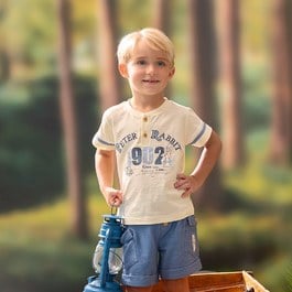 清新比得經典LOGO鈕扣領上衣