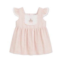 小香兔蕾絲刺繡荷葉邊袖上衣