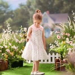 花語比得花瓣領刺繡洋裝