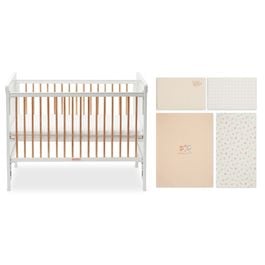 經典白色大床附床墊+有機棉四件式床組/寢具組-L