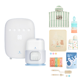 【哺育超值組】高效智能紫外線消毒鍋烘乾機+高效智能五合一溫奶消毒鍋