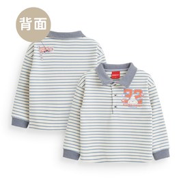 學園明星橫紋長袖POLO衫