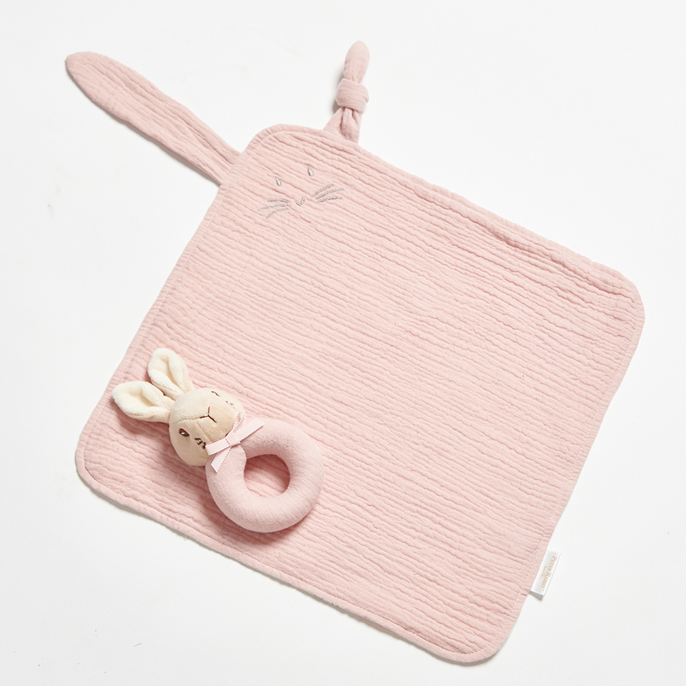 比得兔天絲泡泡紗安撫搖鈴組32x32cm ( 安撫巾+手搖鈴新生兒)