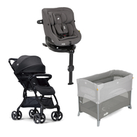 【萬元組合】i-Pivot™ 360 0-4歲旋轉型汽座+fluri™ drift 橫輕巧x磁吸扣手推車+kubbie™ sleep 多功能床邊嬰兒床