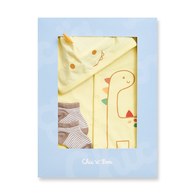 Chic a Bon 恐龍造型連帽兔裝/連身衣2件組禮盒 (兔裝+襪子)