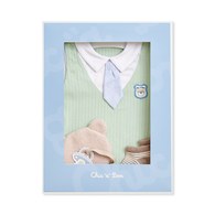 Chic a Bon 綠意小熊紳士兔裝禮盒/連身衣3件組禮盒 (兔裝+安撫巾+襪子)