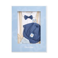 Chic a Bon 小熊紳士褐色吊帶兔裝禮盒/連身衣3件組禮盒 (兔裝+帽子+襪子)