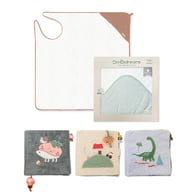【網路獨家】純棉連帽圍裙式寶寶浴巾禮盒 100x100cm+柔軟布書