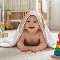 竹纖維連帽浴巾+兔子安撫巾禮盒 100x100cm