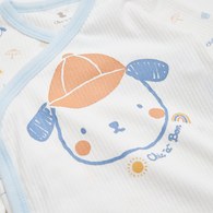 天空熊小狗長袖開襟包屁衣