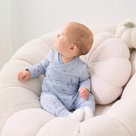快樂水手長袖兩段式調節開襟包屁衣 (美麗諾羊毛布)