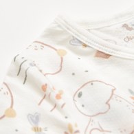 小熊牧場短袖前開包屁衣 (天絲洞感緹花布)