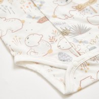 小熊牧場短袖前開包屁衣 (天絲洞感緹花布)