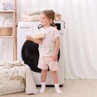 小熊牧場短袖套裝 (天絲洞感緹花布)