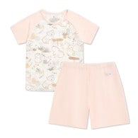 小熊牧場短袖套裝 (天絲洞感緹花布)