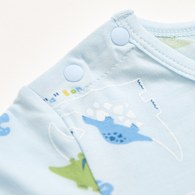 恐龍家族藍色短袖兔裝 (水晶紗)