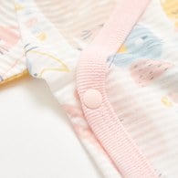 萌貓樂園短袖兩段式調節開襟包屁衣 (天絲橫紋單面布)