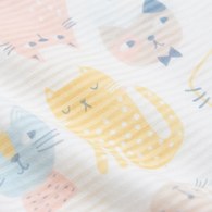 萌貓樂園短袖側開包屁衣 (天絲橫紋單面布)