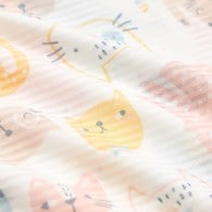 萌貓樂園長袖側開包屁衣 (天絲橫紋單面布)