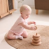 萌貓樂園粉色短袖兔裝 (天絲橫紋單面布)