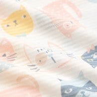 萌貓樂園圓領側開衫 (天絲橫紋單面布)