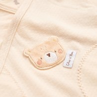 有機棉動物小夥伴小熊刺繡靜音開襟包屁衣