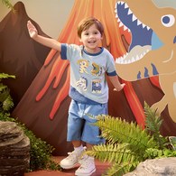 恐龍探險趣撞色圖騰上衣