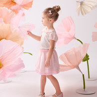 花蝶熊翻領泡泡袖上衣