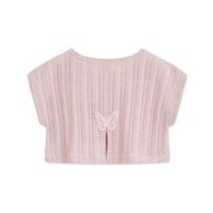 花蝶熊簍空針織兩件式上衣