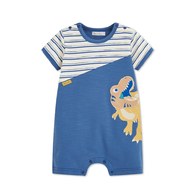 恐龍探險趣條紋拼接短袖兔裝