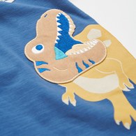 恐龍探險趣條紋拼接短袖兔裝