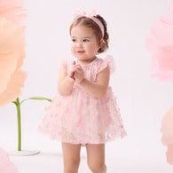 花蝶熊立體蝴蝶短袖兔裝-附髮帶