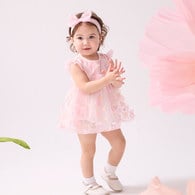 花蝶熊立體蝴蝶短袖兔裝-附髮帶