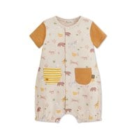 動物樂園滿版印花雙口袋短袖兔裝